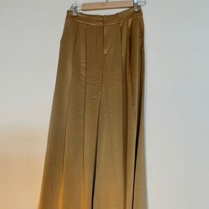 Banana Republic gold colour 100% silk wide-leg pants.